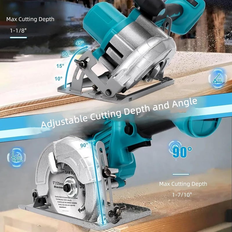 Heimerdinger Compact Brushless Cordless Circular Saw Compatible with Makita 18V Battery, 20mm Arbor,Max Cutting Depth 1-7/10"(90°) - Image 4